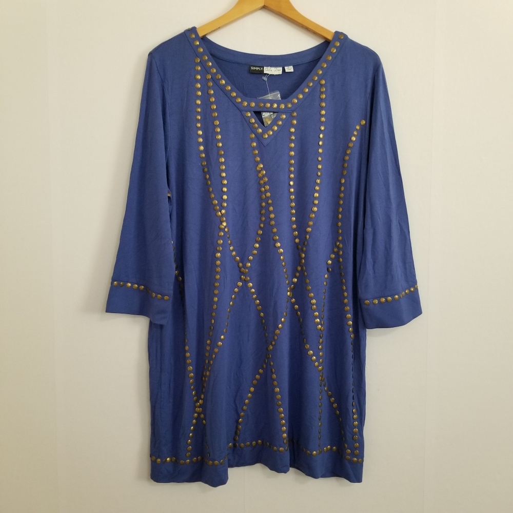 NWOT Simply Chloe Dao Blue Grommet Studded Dress Size XL